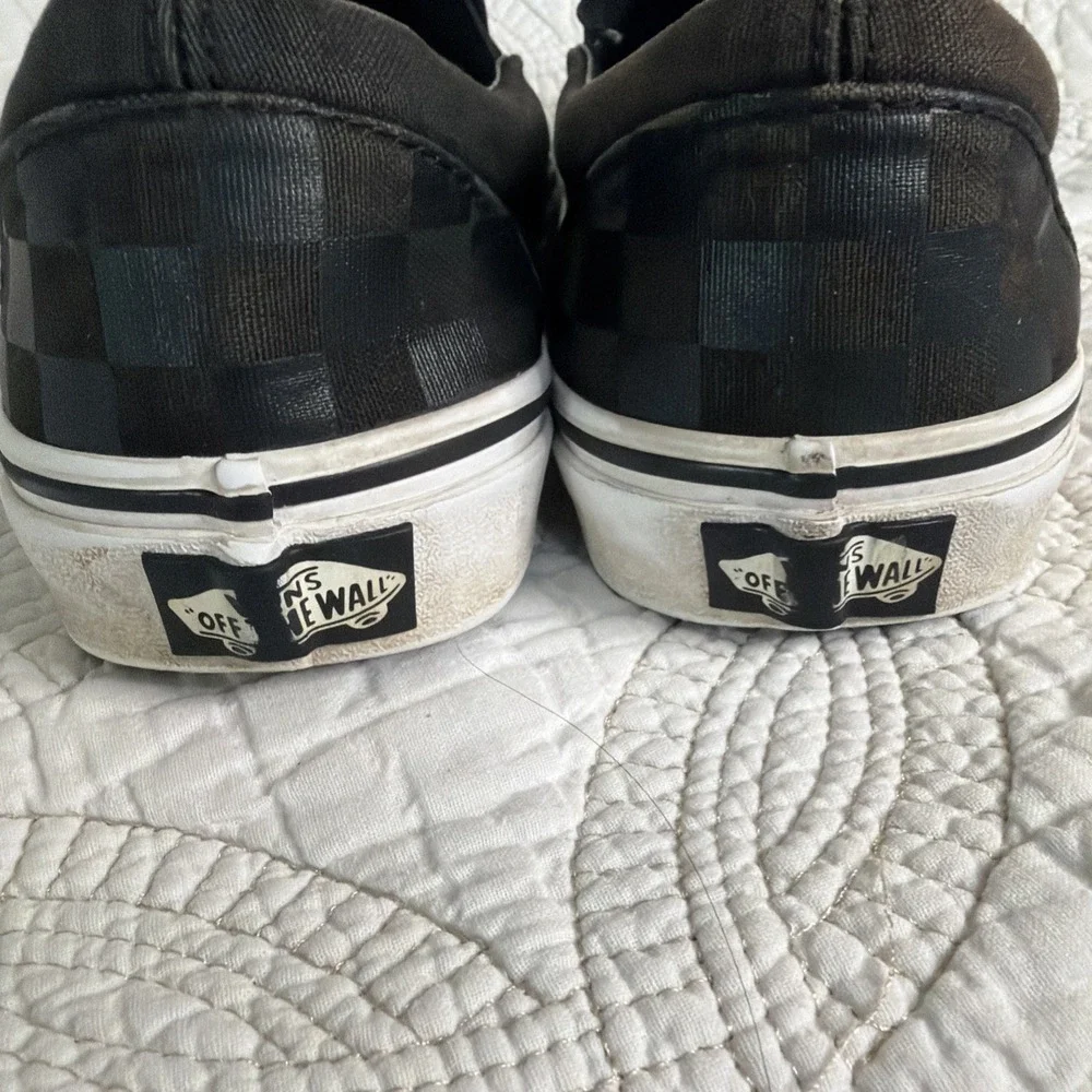 Vans‎ Classic Slip-On Shoes Sz 7M/8.5W Black Checkerboard Skate Sneakers